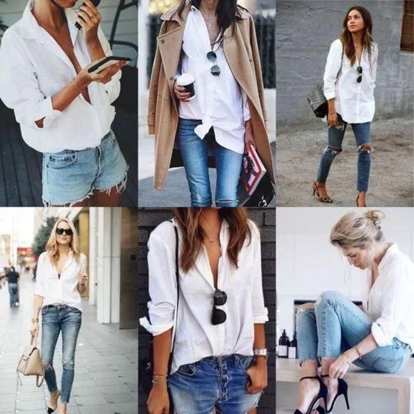 Oversized white buttonup shirt minimalist business - Picture 10 of 12